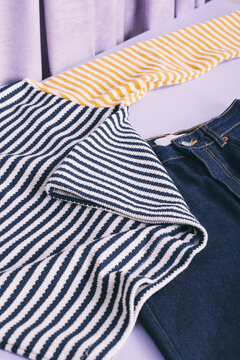 Jeans and sweater close up