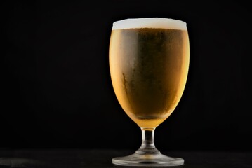 glass of beer on black