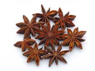 Star anise on white background 