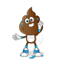 human shit head cartoon stretching character. cartoon mascot vector