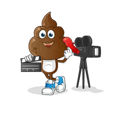 human shit head cartoon director mascot. cartoon vector