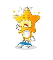star head cartoon yawn character. cartoon mascot vector