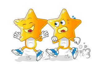 star head cartoon play chase. cartoon mascot vector