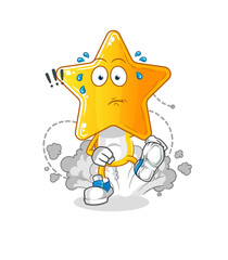 star head cartoon running illustration. character vector
