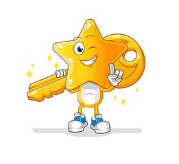 star head cartoon carry the key mascot. cartoon vector