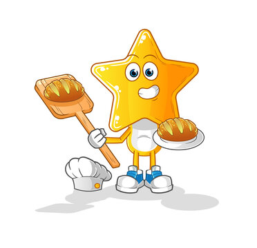 star head cartoon baker with bread. cartoon mascot vector