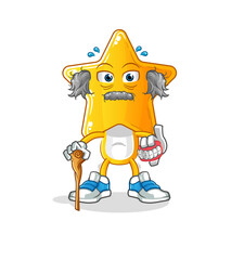 star head cartoon white haired old man. character vector