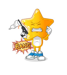 star head cartoon warning shot mascot. cartoon vector