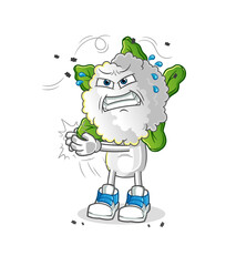 cauliflower head cartoon swat fly character. cartoon vector