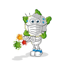 cauliflower head cartoon refuse viruses. cartoon mascot vector