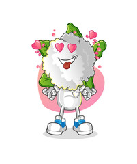 cauliflower head cartoon fallin love vector. cartoon character