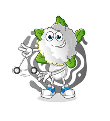 cauliflower head cartoon hypnotizing. cartoon mascot vector