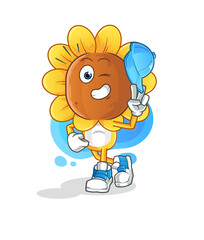 sunflower head cartoon young boy character cartoon