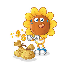 Obraz na płótnie Canvas sunflower head cartoon refuse money illustration. character vector