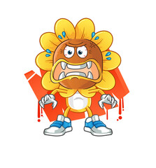 Obraz na płótnie Canvas sunflower head cartoon monster vector. cartoon character