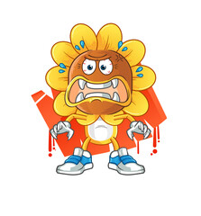 sunflower head cartoon monster vector. cartoon character