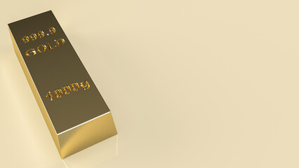 The gold bar on yellow background for business concept 3d rendering