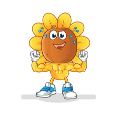 Obraz na płótnie Canvas sunflower head cartoon muscular. cartoon mascot vector