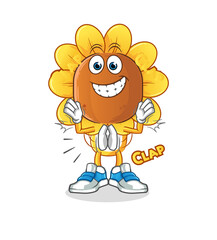 Obraz na płótnie Canvas sunflower head cartoon applause illustration. character vector