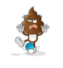 human shit head cartoon hiten by bowling. cartoon mascot vector