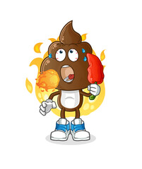 human shit head cartoon eat hot chilie mascot. cartoon vector