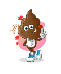 human shit head cartoon flirting illustration. character vector