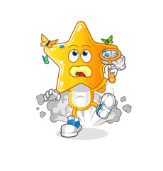 star head cartoon catch butterfly illustration. character vector