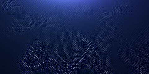 Beautiful wave shaped array of glowing dots. Beautiful abstract wave technology background. Light digital effect corporate concept, landing page