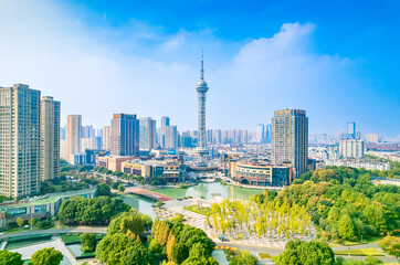 Obraz premium City environment of Xintiandi TV Tower, Changzhou, Jiangsu, China
