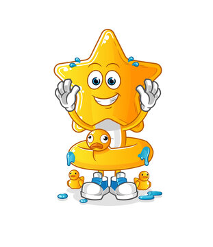 star head cartoon with duck buoy. cartoon mascot vector