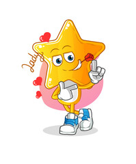 star head cartoon flirting illustration. character vector