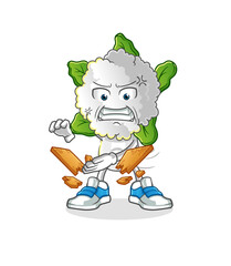 cauliflower head cartoon karate mascot. cartoon vector