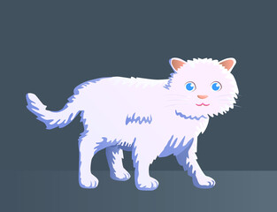 Cute white cat walking vector icon