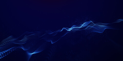 abstract beautiful wave technology background with blue light effect corporate concept. Futuristic point wave. Beautiful wave-shaped array of glowing dots. 