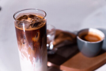glass of coffee, iced latte espresso cup