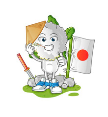 cauliflower head cartoon japanese vector. cartoon character