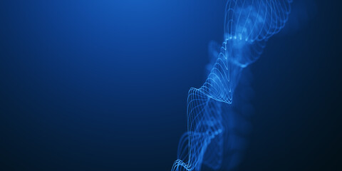 abstract beautiful wave technology background with blue light effect corporate concept. Futuristic point wave. Beautiful wave-shaped array of glowing dots, landing page