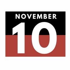 November 10 . Flat daily calendar icon .date ,day, month .calendar for the month of November