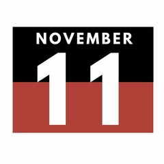 November 11 . Flat daily calendar icon .date ,day, month .calendar for the month of November