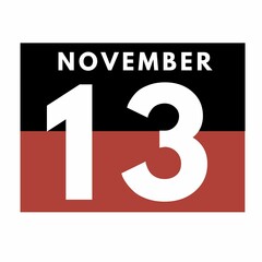 November 13 . Flat daily calendar icon .date ,day, month .calendar for the month of November
