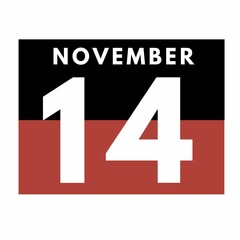 November 14 . Flat daily calendar icon .date ,day, month .calendar for the month of November