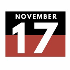 November 17 . Flat daily calendar icon .date ,day, month .calendar for the month of November