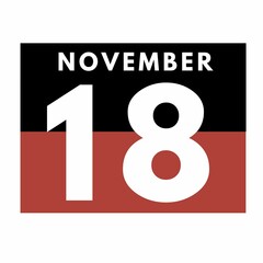 November 18 . Flat daily calendar icon .date ,day, month .calendar for the month of November