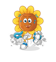 sunflower head cartoon runner character. cartoon mascot vector