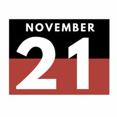 November 21 . Flat daily calendar icon .date ,day, month .calendar for the month of November