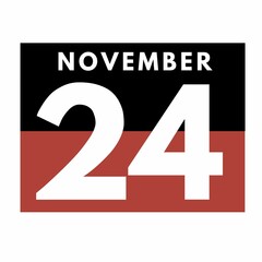 November 24 . Flat daily calendar icon .date ,day, month .calendar for the month of November