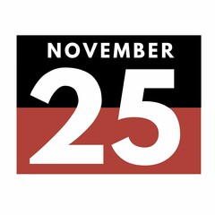 November 25 . Flat daily calendar icon .date ,day, month .calendar for the month of November