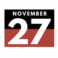 November 27 . Flat daily calendar icon .date ,day, month .calendar for the month of November