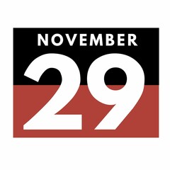 November 29 . Flat daily calendar icon .date ,day, month .calendar for the month of November
