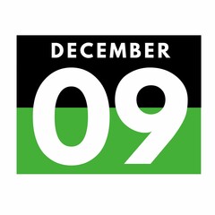 December 9 . Flat daily calendar icon .date ,day, month .calendar for the month of December
